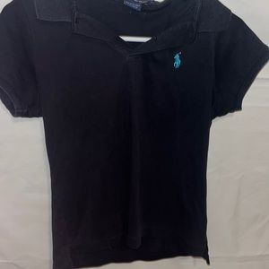 Youth polo shirt with teal sign